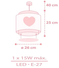 Lustre et lampe suspension enfant Baby Dreams Coeur rose
