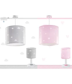 Lustre et lampe suspension enfant Sweet Dreams coeurs rose