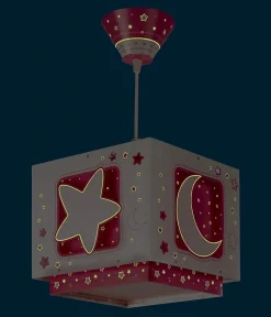 Lustre et lampe suspension enfant Moonlight lune et étoiles rose