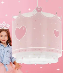 Lustre et lampe suspension enfant Little Queen couronne et coeurs