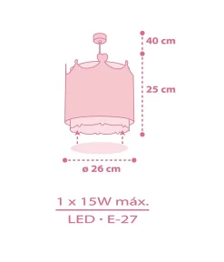 Lustre et lampe suspension enfant Little Queen couronne et coeurs