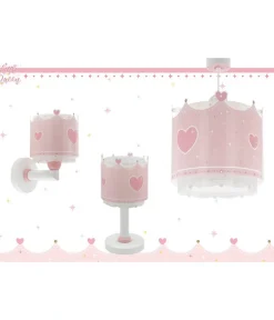 Lustre et lampe suspension enfant Little Queen couronne et coeurs