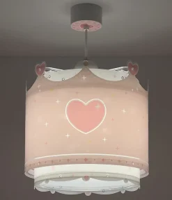 Lustre et lampe suspension enfant Little Queen couronne et coeurs