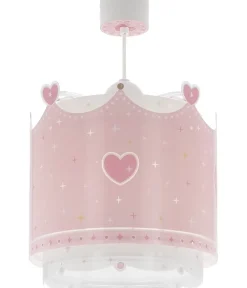 Lustre et lampe suspension enfant Little Queen couronne et coeurs