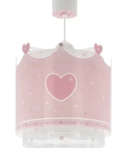 Lustre et lampe suspension enfant Little Queen couronne et coeurs