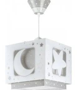 Lustre et lampe suspension enfant Moonlight lune et étoiles gris
