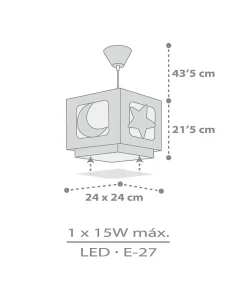 Lustre et lampe suspension enfant Moonlight lune et étoiles gris