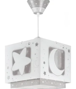 Lustre et lampe suspension enfant Moonlight lune et étoiles gris