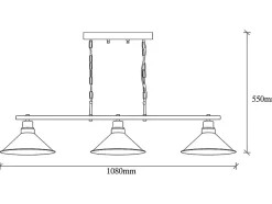 Lustre industriel en métal - 3 abat-jours - L. 108 x H. 55 cm - Noir - SIVANI
