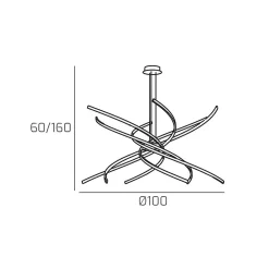 Lustre LED moderne Top Light Tornado 88W 5950LM 1163/S100 Or bruni