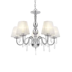 Lustre plafonnier 5xE14 chrome blanc 45 Cm lux.pro