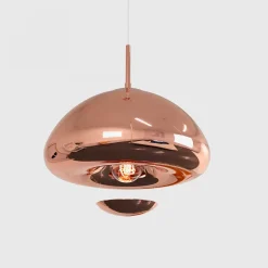 Lustre Suspendu au Plafond au Design cran Semi-sphérique Rose avec Finitions Hautement Réfléchissantes E27 G45