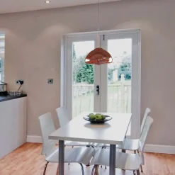 Lustre Suspendu au Plafond au Design cran Semi-sphérique Rose avec Finitions Hautement Réfléchissantes E27 G45