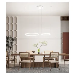 Lustre suspendu double LED EDGE 99W Blanc mat Perenz