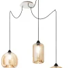Lustre suspendu Fiona LED en métal et verre soufflé ambré 3496-47-125 Fabas Luce