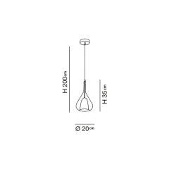 Lustre suspension LED Lila en métal et verre borosilicate fumé 3481-40-126 Fabas Luce