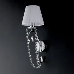 Magda Applique murale 1 lumière en fer chromé avec abat-jour .13 P.15 BL146-AP1-CR-PAR