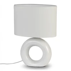 Mathias - Lampe à poser DONUT en céramique Blanc, compatible culot E14, 40W - LAPDONUTB