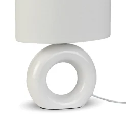 Mathias - Lampe à poser DONUT en céramique Blanc, compatible culot E14, 40W - LAPDONUTB