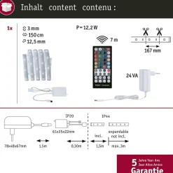 MaxLED 250 Strip LED Kit de base 1,5m RGBW+ 1,5m revêtue IP44 10W 270lm/m 30 LEDs/m RGBW+ 24VA