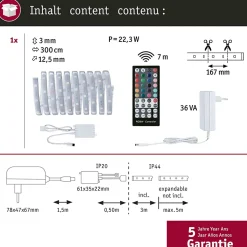 MaxLED 250 Strip LED Kit de base 3m RGBW+ 3m revêtue 20W 270lm/m 30 LEDs/m RGBW+ 36VA