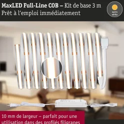 MaxLED 1000 Strip LED Kit de base COB 3m Blanc chaud 3m 36W 1080lm/m 528 LEDs/m 2700K 50VA