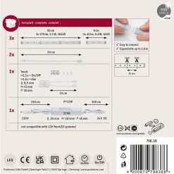 MaxLED 500 Strip LED Kit de base Kit de cuisine 3x 1,8m revêtue 3x3,1W / 3x0,6W 172lm/m 2700K 20VA
