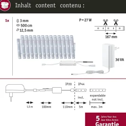 MaxLED 250 Strip LED Smart Home Zigbee 3.0 Kit de base 5m RGBW+ 5m revêtue IP44 22W 200lm/m 30 LEDs/m RGBW+ 36VA