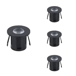 Mini Spot LED Encastrable 1W 90 degrés Rond Noir (Pack de 4) - SILAMP