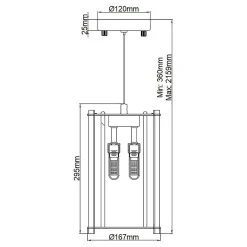 Mini-suspension Crystal Skye 2 lumières