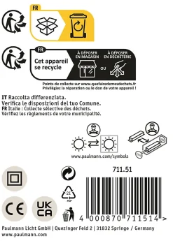 Miroir cosmétique LED Masua IP44 White Switch 55lm 230V 4W Noir mat