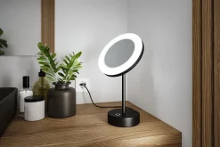 Miroir cosmétique LED Masua IP44 White Switch 55lm 230V 4W Noir mat