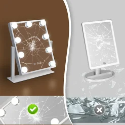 Miroir de maquillage nettlife avec éclairage hollywood mirror - miroir de courtoisie avec 9 led petit miroir cosmétique 3 modes