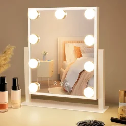Miroir de maquillage nettlife avec éclairage hollywood mirror - miroir de courtoisie avec 9 led petit miroir cosmétique 3 modes