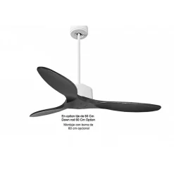 Modulo de KlassFan - Super destratificateur et ventilateur DC 132 cm Blanc pales bois noir sans Lumière 25 à 40 m²