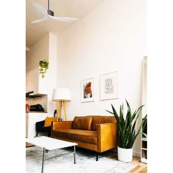 Modulo de KlassFan - Super destratificateur et ventilateur DC 132 cm Gris basalte pales bois blanc sans Lumière 25 à 40 m²