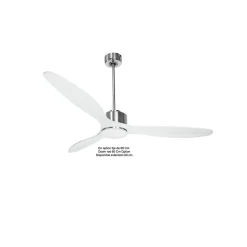 Modulo de KlassFan - Super destratificateur et ventilateur DC 166 cm Chrome pales bois blanc avec Lumière 30 à 60 m²