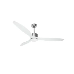 Modulo de KlassFan - Super destratificateur et ventilateur DC 166 cm Chrome pales bois blanc avec Lumière 30 à 60 m²