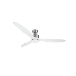 Modulo de KlassFan - Super destratificateur et ventilateur DC 166 cm Chrome pales bois blanc avec Lumière 30 à 60 m²