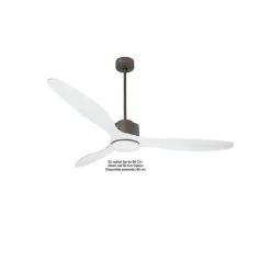 Modulo de KlassFan - Super destratificateur et ventilateur DC 166 cm Chocolat pales bois blanc avec Lumière 30 à 60 m²