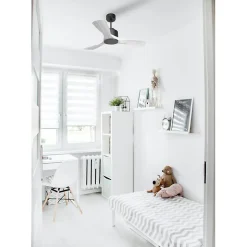 Modulo de KlassFan - Super destratificateur et ventilateur DC 106 cm Gris basalte pales bois blanc sans Lumière 15 à 20 m²