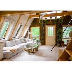 Modulo de KlassFan - Super destratificateur et ventilateur DC 132 cm Gris basalte pales bois blanc Lumière dimmable 25 à 40 m²