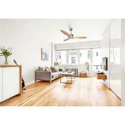 Modulo de KlassFan - Super destratificateur et ventilateur DC 132 cm Chrome pales bois sans Lumière 25 à 40 m²