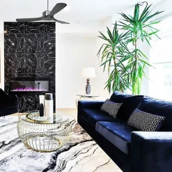 Modulo de KlassFan - Super destratificateur et ventilateur DC 132 cm Chrome pales bois noir sans Lumière 25 à 40 m²