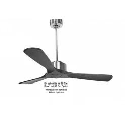 Modulo de KlassFan - Super destratificateur et ventilateur DC 132 cm Chrome pales bois noir sans Lumière 25 à 40 m²