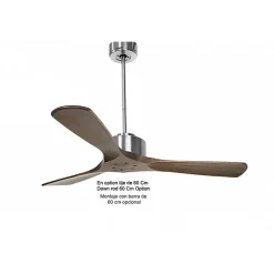 Modulo de KlassFan - Super destratificateur et ventilateur DC 132 cm Chrome pales bois sombre sans Lumière 25 à 40 m²
