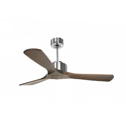 Modulo de KlassFan - Super destratificateur et ventilateur DC 132 cm Chrome pales bois sombre sans Lumière 25 à 40 m²