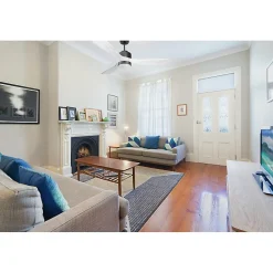 Modulo de KlassFan - Super destratificateur et ventilateur DC 132 cm Gris basalte pales bois blanc Lumière dimmable 25 à 40 m²