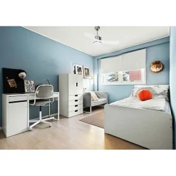 Modulo de KlassFan - Super destratificateur et ventilateur DC 106 cm Chrome pales bois blanc Lumière dimmable 15 à 20 m²