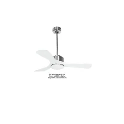 Modulo de KlassFan - Super destratificateur et ventilateur DC 106 cm Chrome pales bois blanc Lumière dimmable 15 à 20 m²